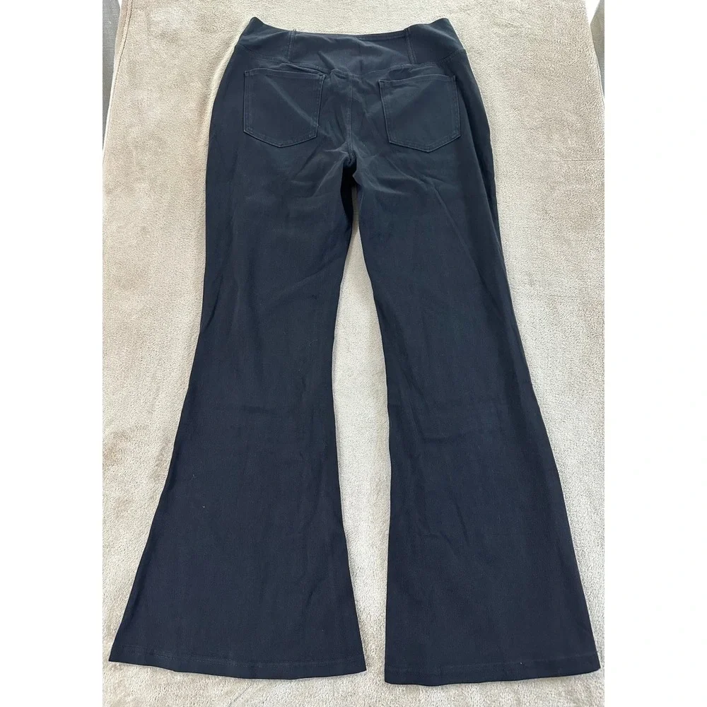 Halara Flex Denim Crossover Flare Pants Women's XLT Tall Black Athleisure NEW - Picture 7 of 13